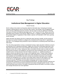 Institutional Data Management in Higher Education