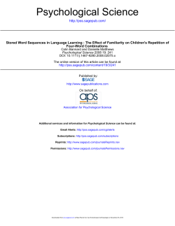 Psychological Science - Max Planck Institute for Evolutionary