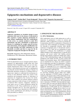 Epigenetics mechanisms and degenerative diseases