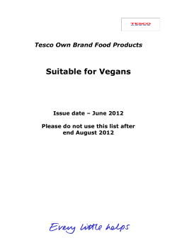Tesco Vegan Products- June-Aug 2012