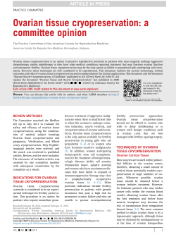 Ovarian tissue cryopreservation: a committee opinion