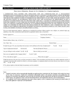 APPLICATION FOR EMPLOYMENT
