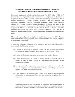Enforcement of Foreign Judgments in Bermuda under Judgments