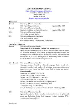 jennifer isasi velasco - Department of Modern Languages and