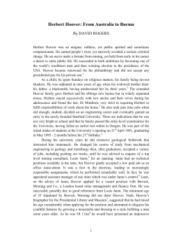 Herbert Hoover: From Australia to Burma