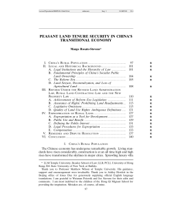 peasant land tenure security in china`s