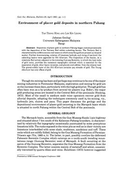Environment of placer gold deposits in northern Pahang