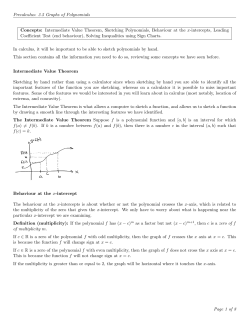 Precalculus: 3.5 Graphs of Polynomials Concepts: Intermediate