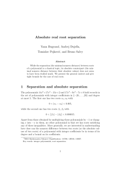 Absolute real root separation 1 Separation and absolute separation