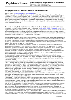 Biopsychosocial Model: Helpful or Hindering?