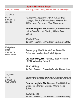 Junior Historical Paper 3rd place Rontgen`s Encounter with the X