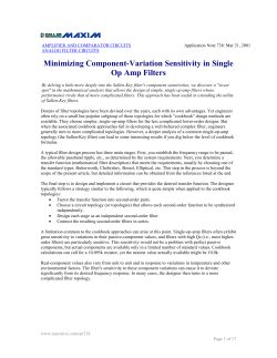 Minimizing Component-Variation Sensitivity in Single Op Amp Filters