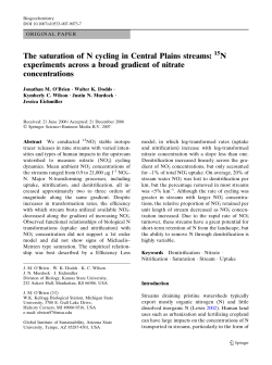 The saturation of N cycling in Central Plains streams: N experiments