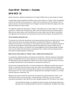 Case Brief - Daniels v. Canada, 2016 SCC 12