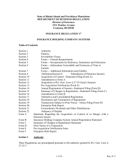 Insurance Regulation 17 - Rhode Island Department of Business