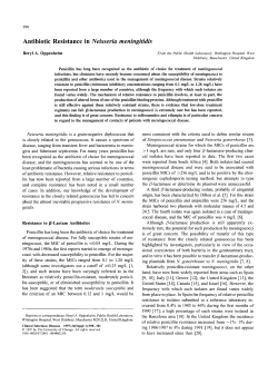Antibiotic Resistance in Neisseria meningitidis