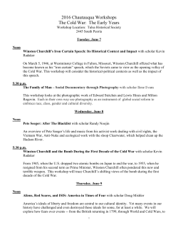 2016 Chautauqua Workshops The Cold War: The Early Years