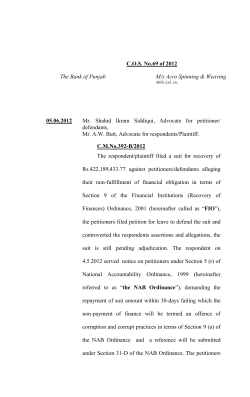 C.O.S. No.69 of 2012 The Bank of Punjab M/s Acro Spinning
