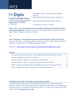 H-Diplo Roundtables, Vol. XIV, No. 33 (2013)