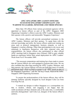 APEC SINGAPORE 2009: LIAISON OFFICERS TO EXTEND