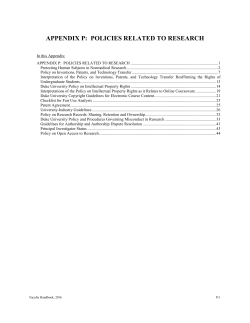 appendix p: policies related to research - Office of the Provost