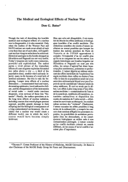 The Medical and Ecological Effects of Nuclear War
