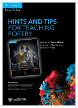HinTs and Tips FOR TeaChing POeTRy