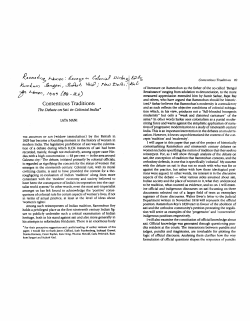 Contentious Traditions: - Centre for the Study of Culture and Society