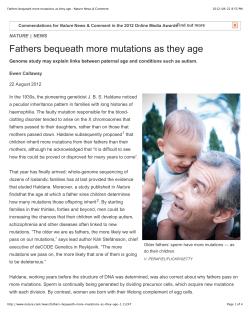 Fathers bequeath more mutations as they age : Nature News