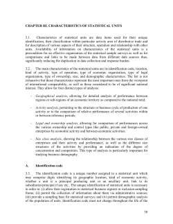 38 CHAPTER III. CHARACTERISTICS OF STATISTICAL UNITS 3.1