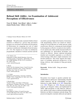 Refusal Skill Ability: An Examination of Adolescent