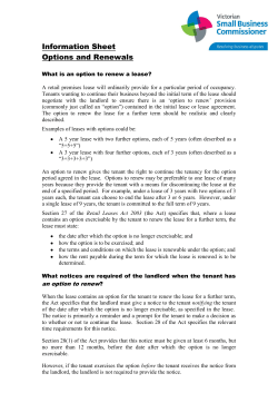 Information Sheet &ndash; Options and Renewals