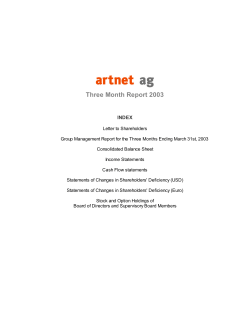 Three Month Report 2003
