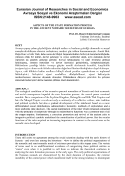 Eurasian Journal of Researches in Social and