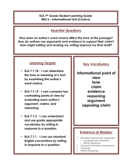 informational point of view tone claim evidence reasoning argument