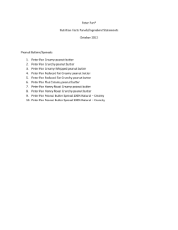 Peter Pan&reg; Nutrition Facts Panels/Ingredient Statements October
