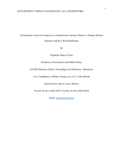 GOVERNMENT VERSUS GOVERNANCE AS A FRAMEWORK