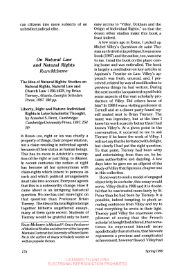 On Natural Law and Natural Rights RALPH MCINERNY