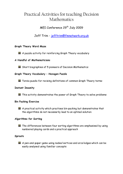 Practical Activities for teaching Decision Mathematics