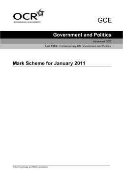 Mark scheme - Unit F853 - Contemporary US government