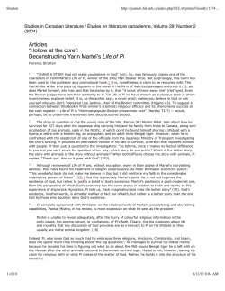 Articles &ldquo;Hollow at the core&rdquo;: Deconstructing Yann Martel`s Life of Pi
