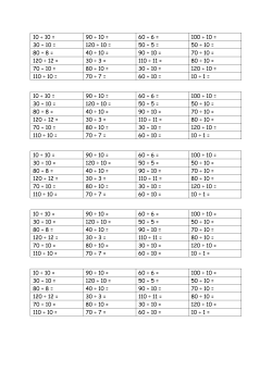 10 &divide; 10 = 90 &divide; 10 = 60 &divide; 6 = 100 &divide; 10 = 30 &divide; 10 = 120 &divide; 10 = 50 &divide; 5