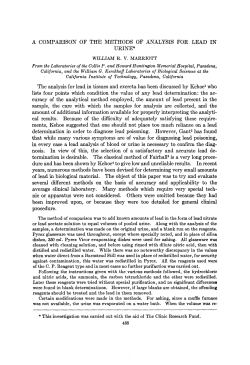 A COMPARISON OF THE METHODS OF ANALYSIS FOR LEAD IN