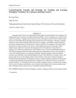 Lexical-Semantic Transfer and Strategies for