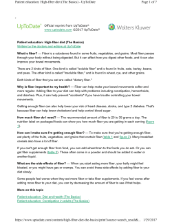 High Fiber Diet, the basics