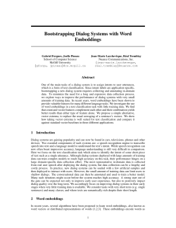 Bootstrapping Dialog Systems with Word Embeddings