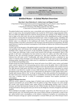 Bottled Water &ndash; A Global Market Overview