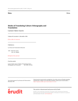 Modes of Translating Culture: Ethnography and