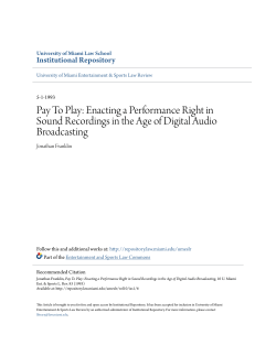 Pay To Play: Enacting a Performance Right in Sound Recordings in