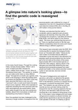 A glimpse into nature`s looking glass&mdash;to find the genetic code is